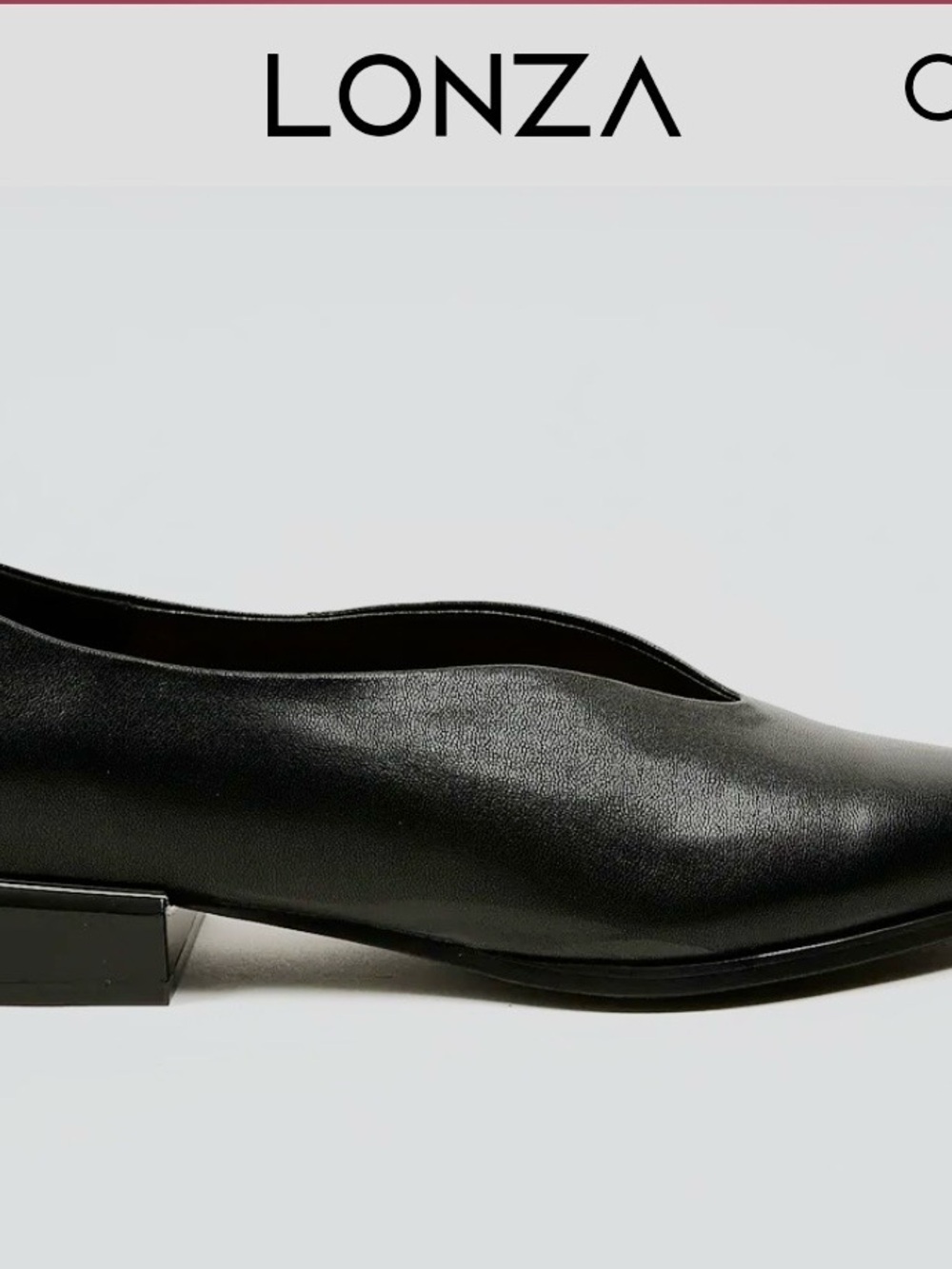 Lonza Black Leather Low Block Heel Flat